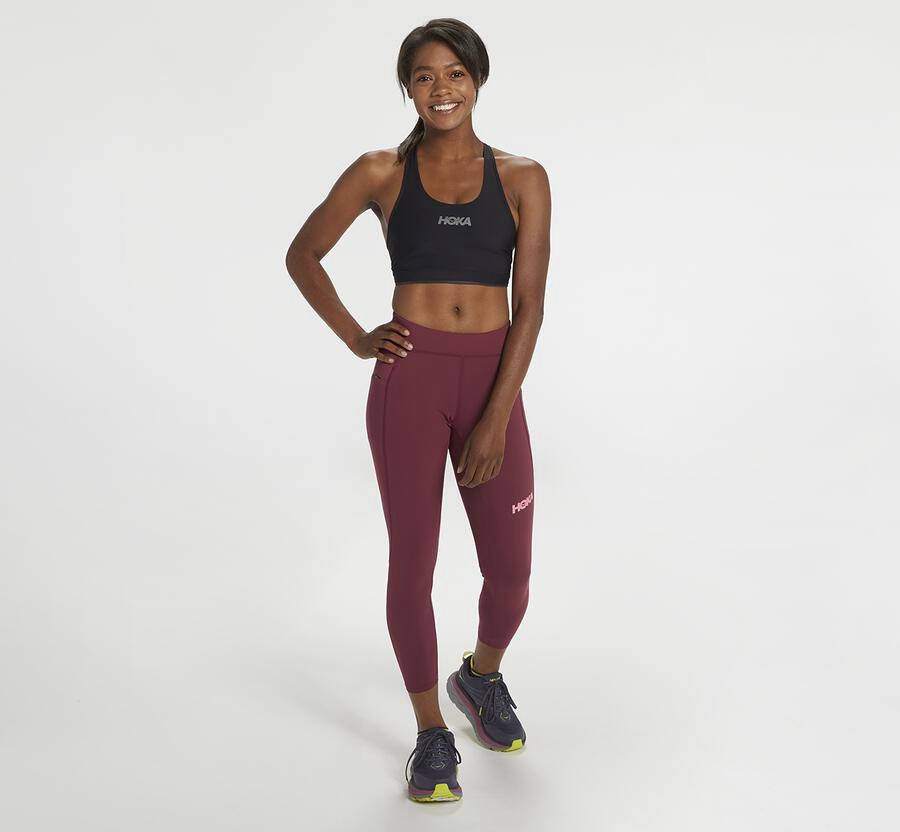 Hoka One One Pants Womens Brown - Performance Crop Tight - 23867PNFT